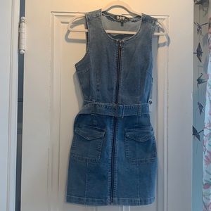 Denim zip up dress